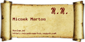 Micsek Martos névjegykártya